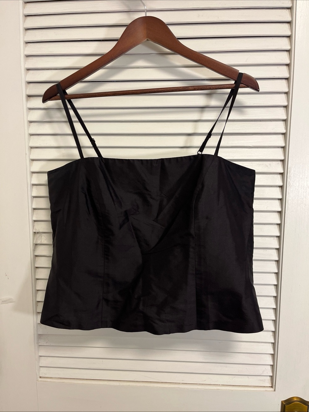 Black 100% Silk Adjustable Strap XL Women's Satin Cami Top